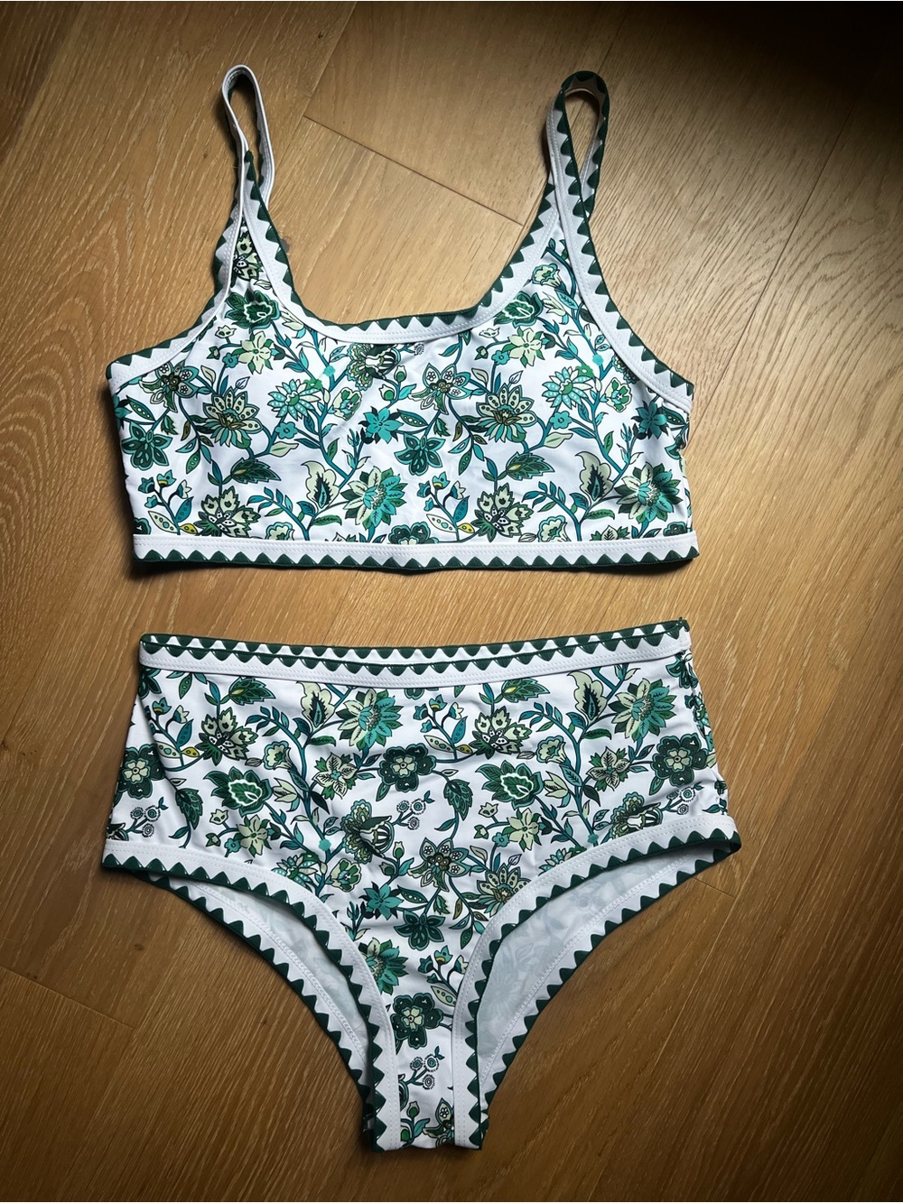 Floral Green & White Swimsuit